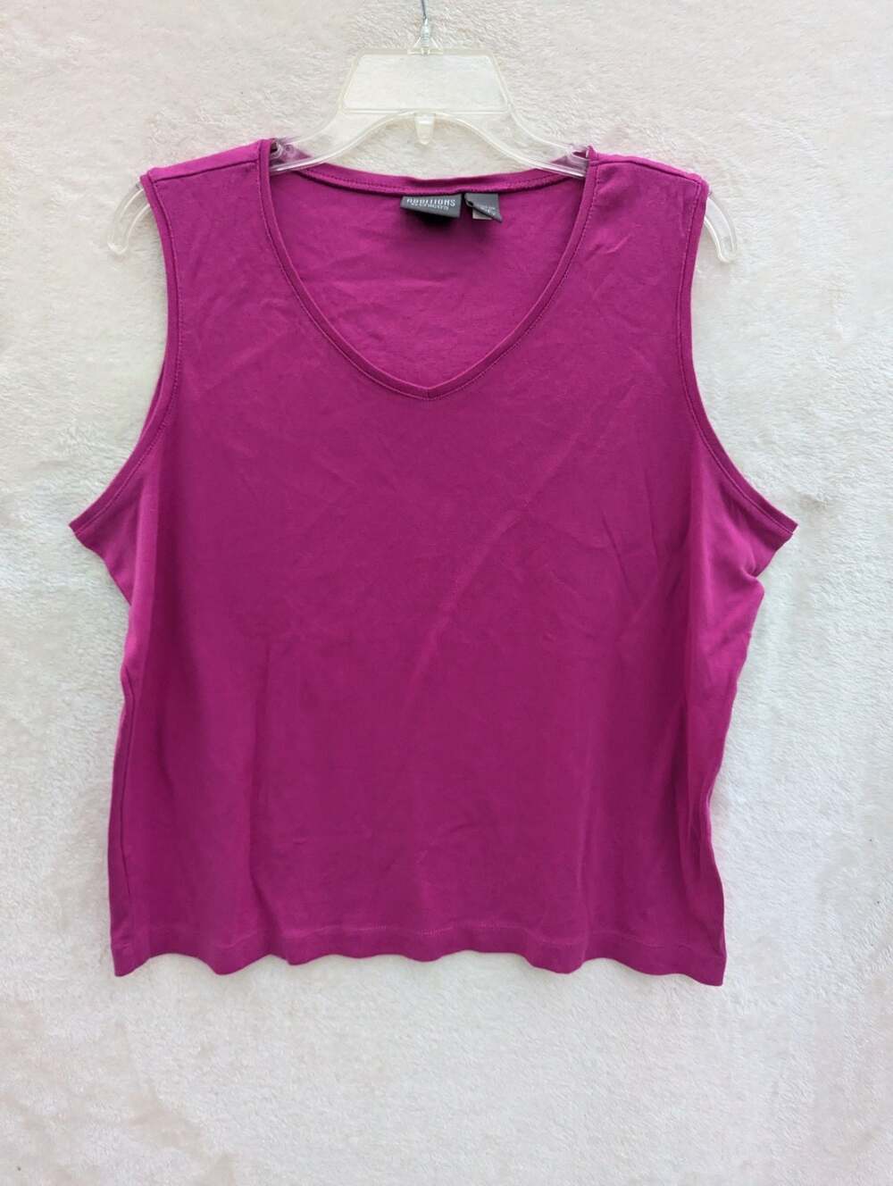 Additions by Chico's V-Neck Sleeveless Cotton Tank Top Fuchsia